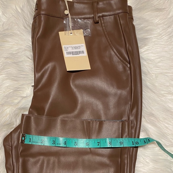 Meshki | Pants & Jumpsuits | Meshki Tyrastraight Leg Faux Leather Pants Chocolate Large | Poshmark